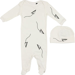 We Love Shapes Arrow Footie & Hat - White