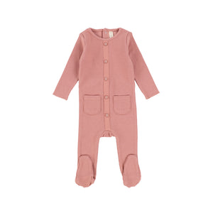 Lil legs Button Down Footie- Dark Pink