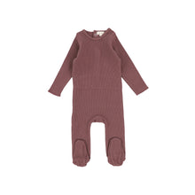 Load image into Gallery viewer, Lil Classic Ribbed Footie and Bonnet- Plum