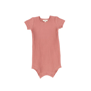 Lil Legs Wide Ribbed Romper - Pink Coral
