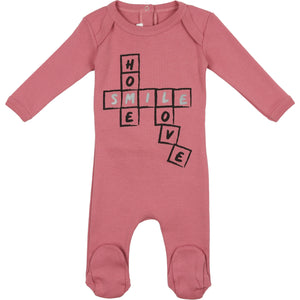 Coton Pompom Crossword Footie - Pink