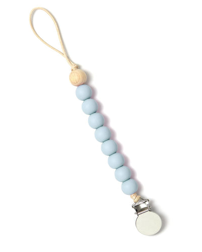 Beaded Pacifier Clip- Baby Blue