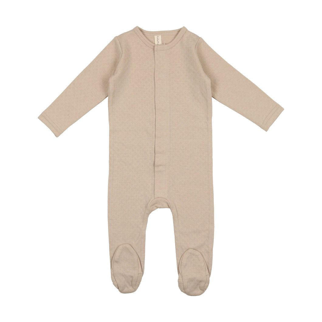 Lil Legs Dotted Pointelle Footie and Bonnet - Sand