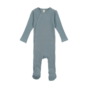 Lil Legs Ribbed Side Snap Footie, Beanie and Blanket - Ocean