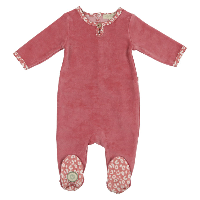 Mon Tresor Leopard Luxe Footie - Dusty Rose