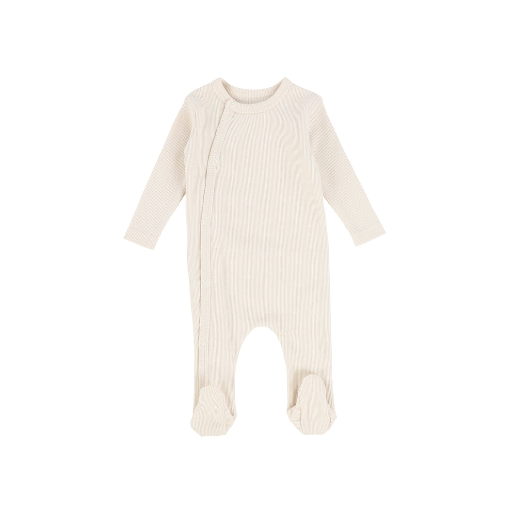Bee and Dee Ribbed Snap Front Footie - Oatmeal
