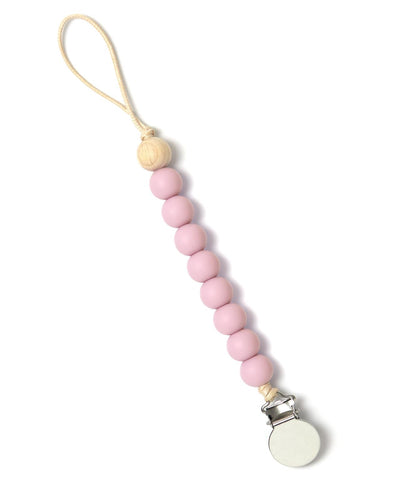 Beaded Pacifier Clip- Baby Pink