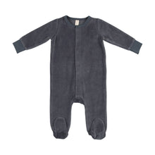 Load image into Gallery viewer, Lil Legs Velour Ribbed Footie and Beanie - Slate