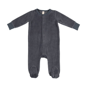 Lil Legs Velour Ribbed Footie and Beanie - Slate