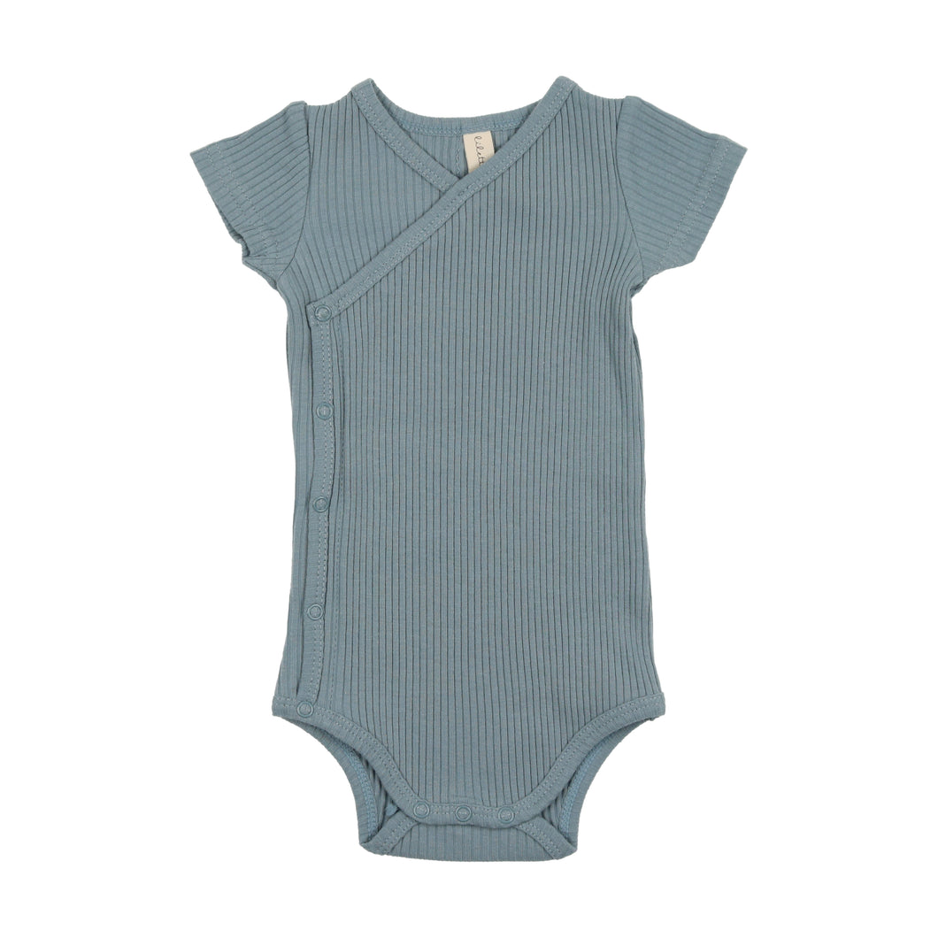 Lil Legs Side Snap Ribbed Romper - Ocean