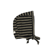 Load image into Gallery viewer, Lil Classic Ribbed Footie and Bonnet- Olive/Black Stripe