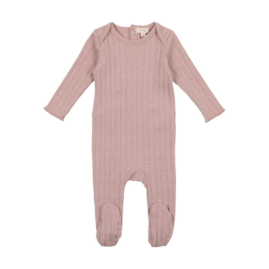 Lil Legs Double Ribbed  Footie, Beanie and Blanket - Heather Lilac