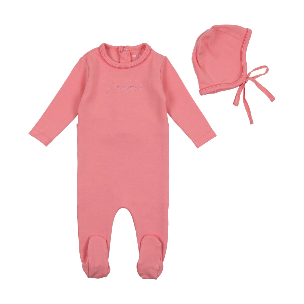 Bee and Dee Signature Collection Footie and Bonnet - Cherry Blossom